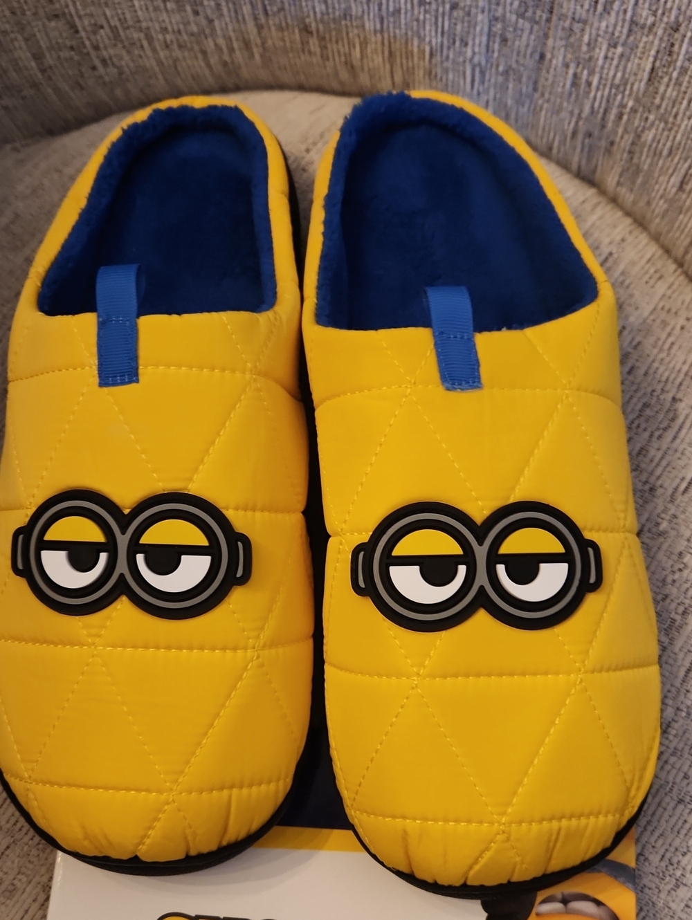 Yellow Quilted Slip-On Loafers with Character Accent